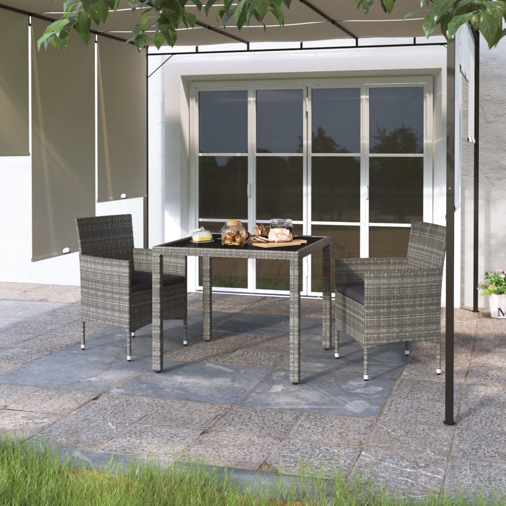 5 Piece Garden Dining Set Poly Rattan And Tempered Glass Beige