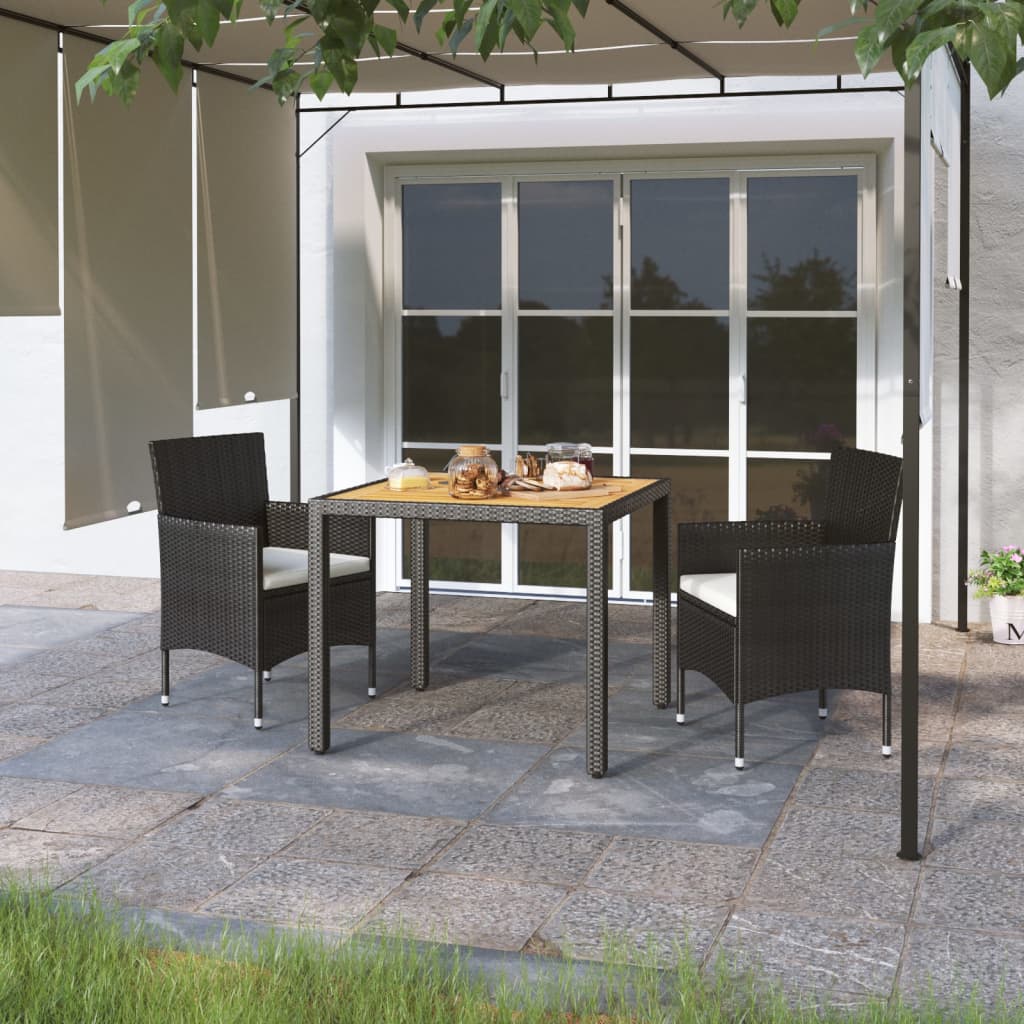 5 Piece Garden Dining Set Poly Rattan And Tempered Glass Beige