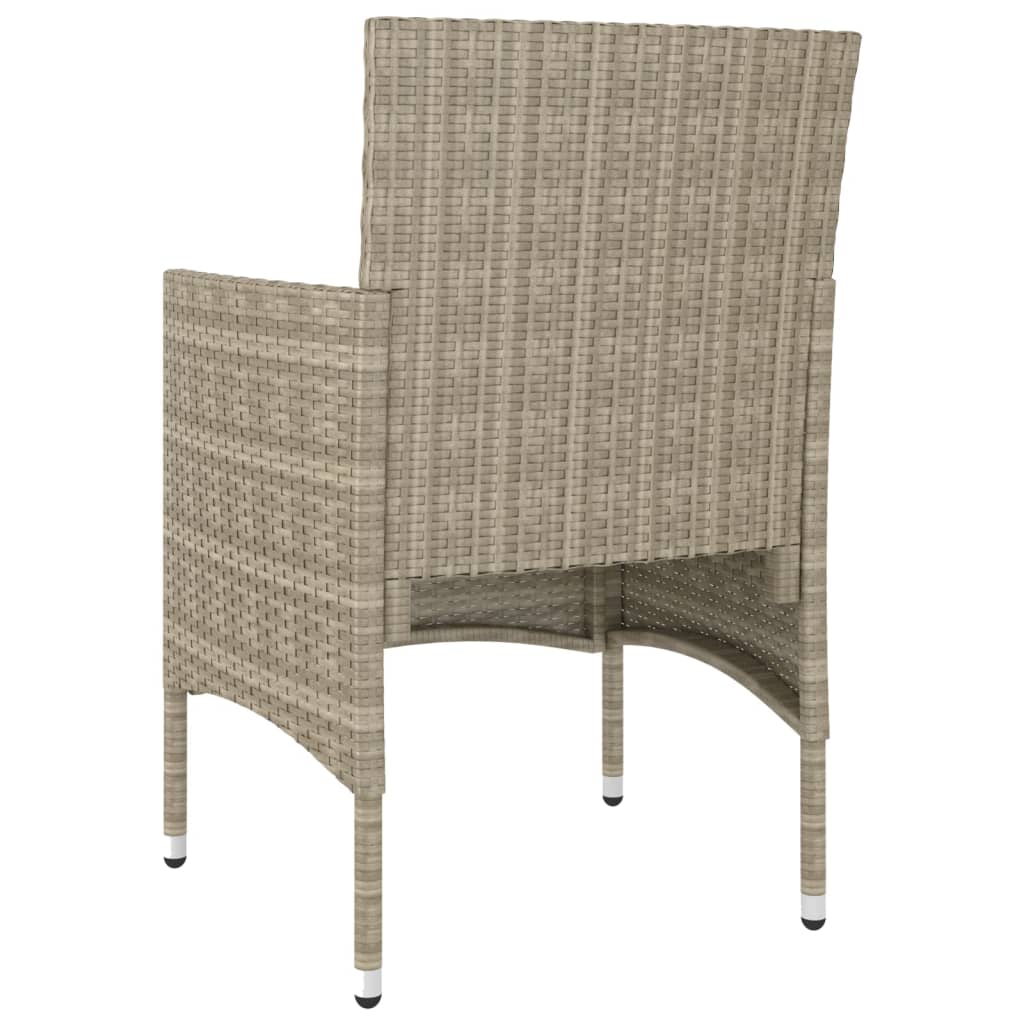 5 Piece Garden Dining Set Poly Rattan And Tempered Glass Beige