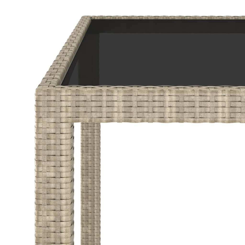 5 Piece Garden Dining Set Poly Rattan And Tempered Glass Beige