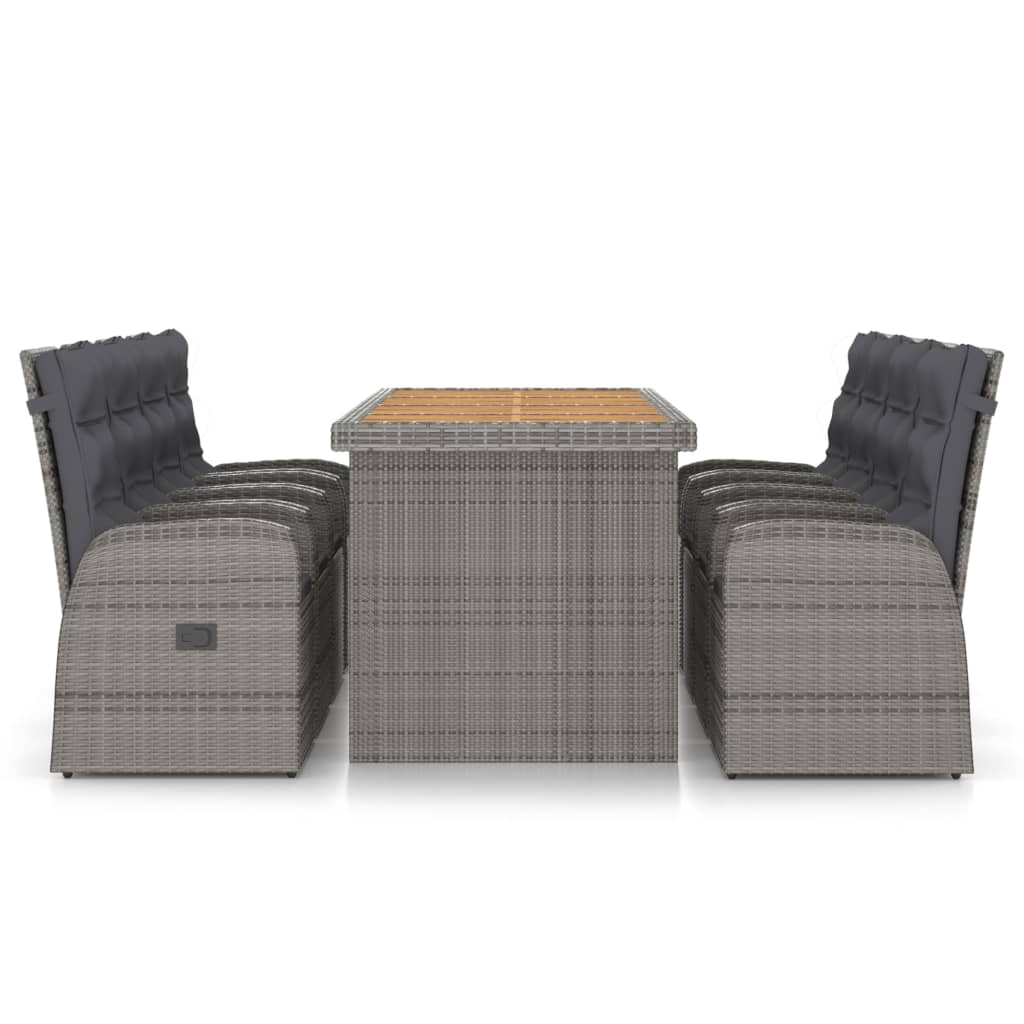 9 Piece Outdoor Dining Set With Cushions Poly Rattan Grey