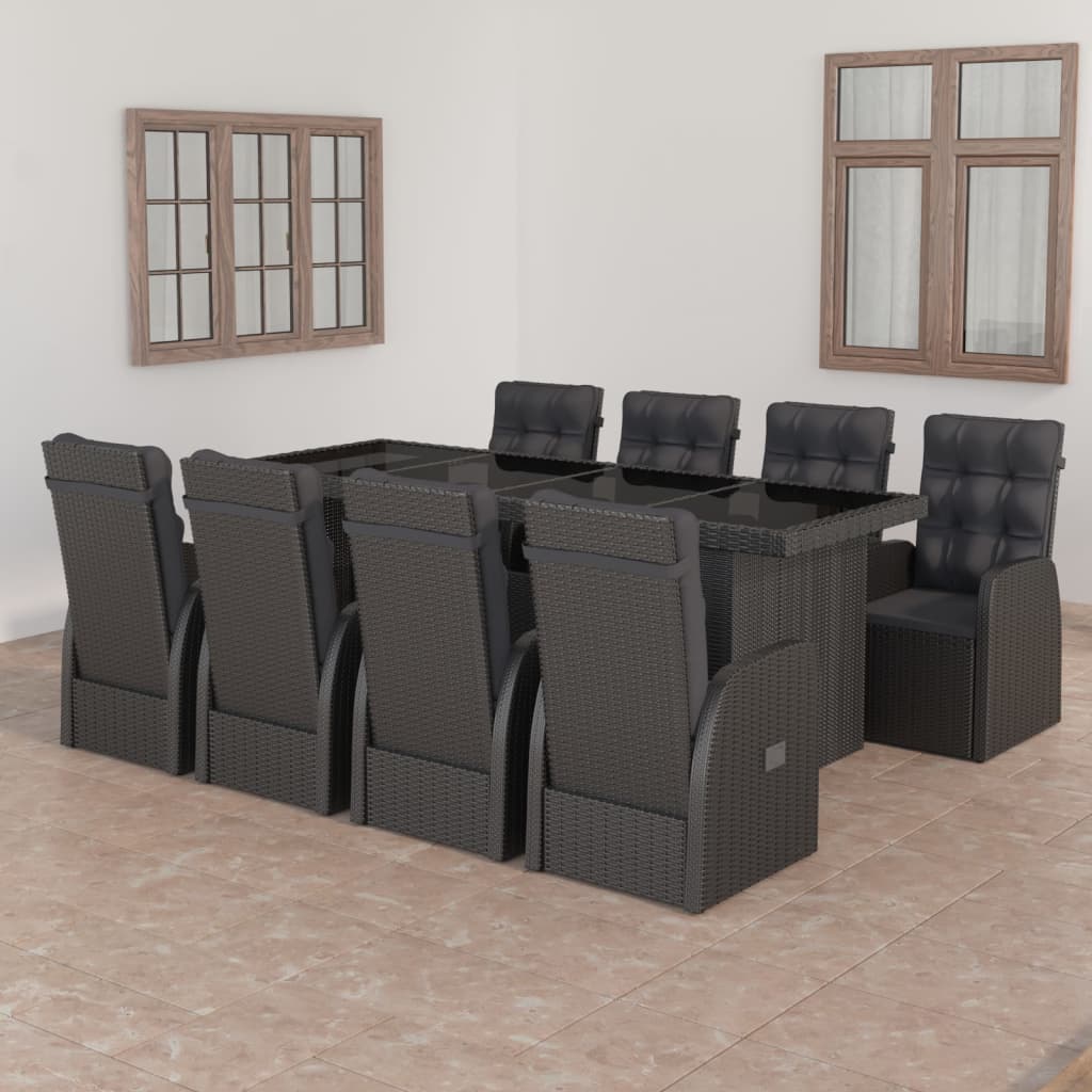 9 Piece Outdoor Dining Set With Cushions Poly Rattan Grey