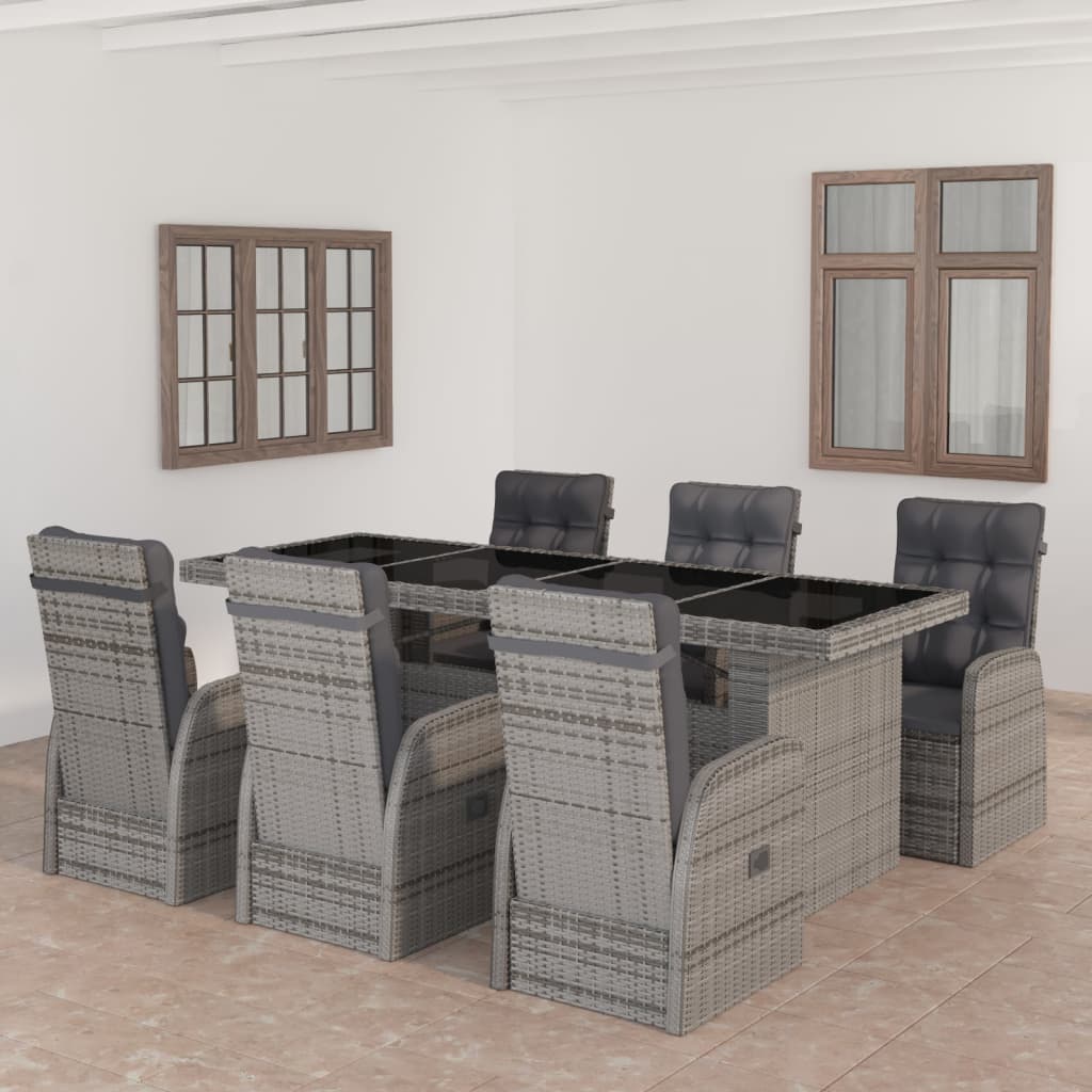 9 Piece Outdoor Dining Set With Cushions Poly Rattan Grey