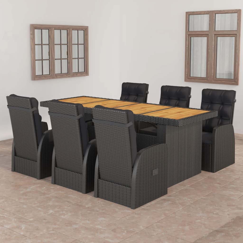 9 Piece Outdoor Dining Set With Cushions Poly Rattan Grey