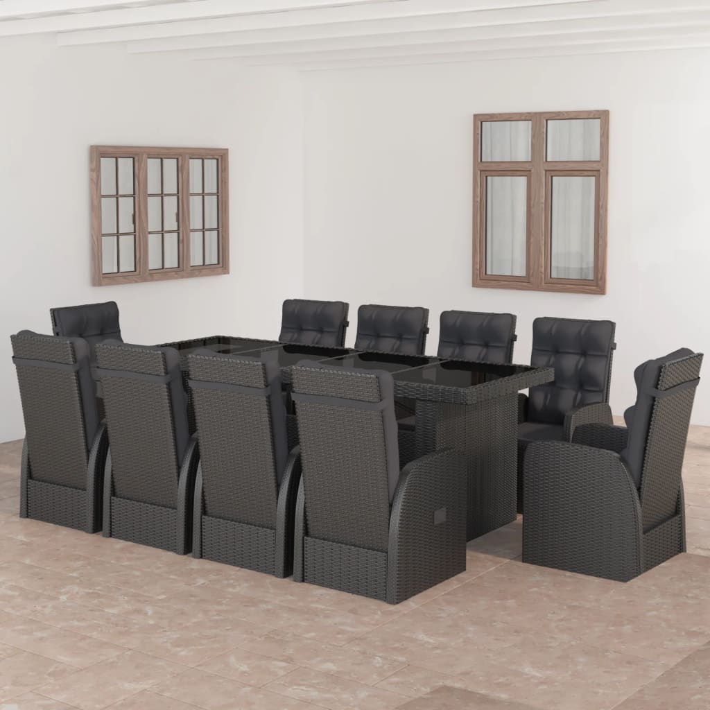 9 Piece Outdoor Dining Set With Cushions Poly Rattan Grey