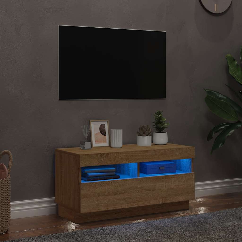 Tv Cabinet With Led Lights 80X35X40 Cm