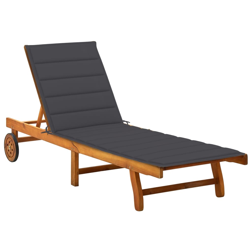 2-Person Garden Sun Lounger With Cushions Solid Acacia Wood