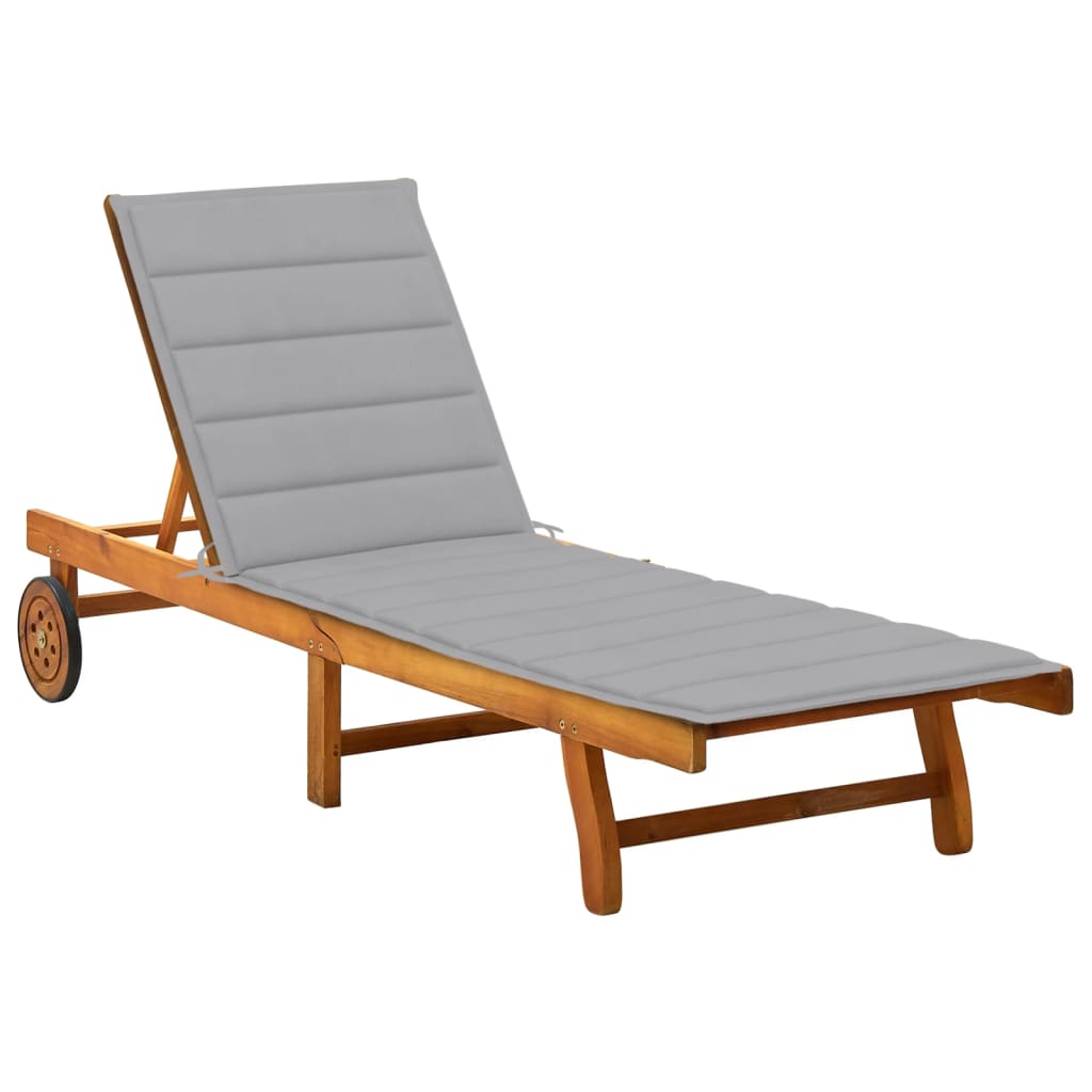 2-Person Garden Sun Lounger With Cushions Solid Acacia Wood