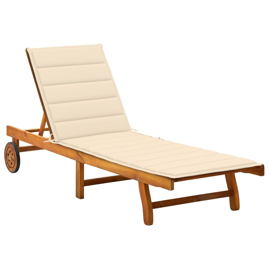 2-Person Garden Sun Lounger With Cushions Solid Acacia Wood