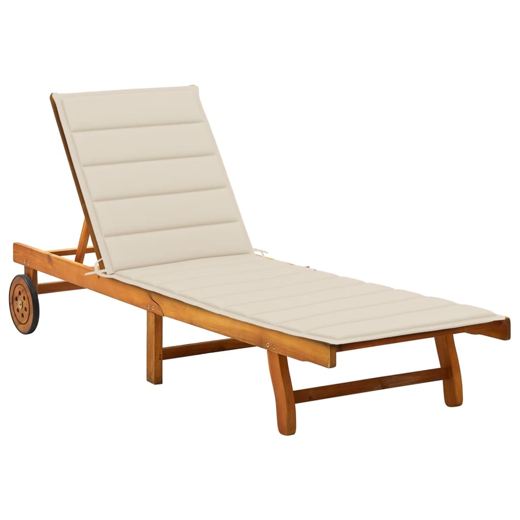 2-Person Garden Sun Lounger With Cushions Solid Acacia Wood
