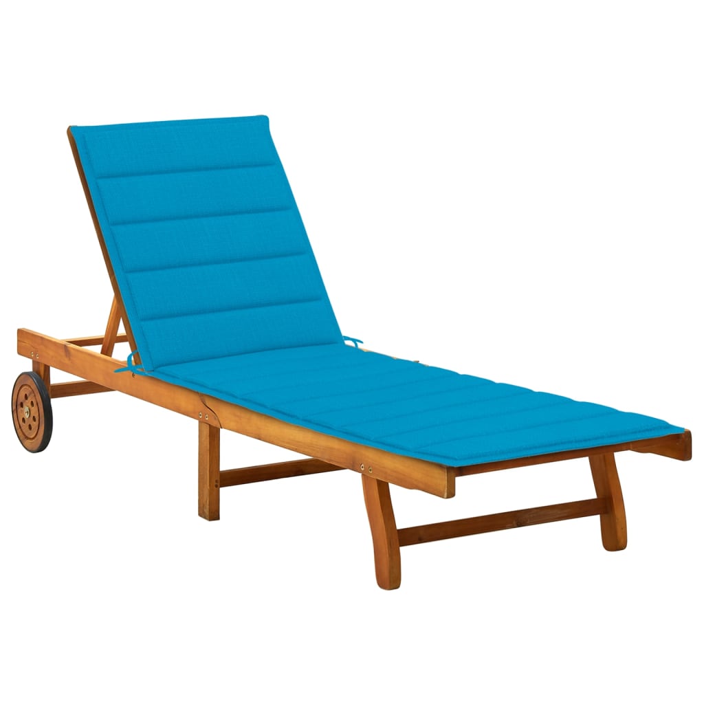 2-Person Garden Sun Lounger With Cushions Solid Acacia Wood