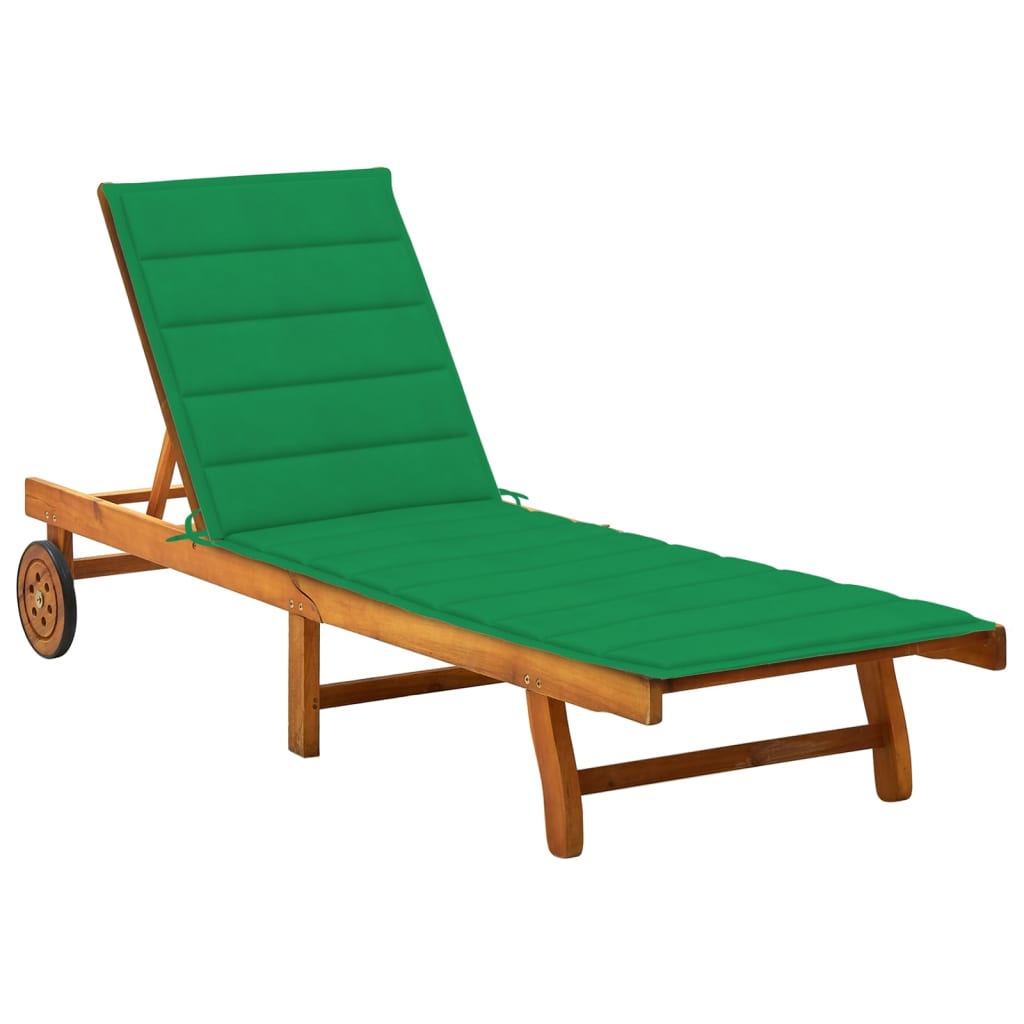 2-Person Garden Sun Lounger With Cushions Solid Acacia Wood