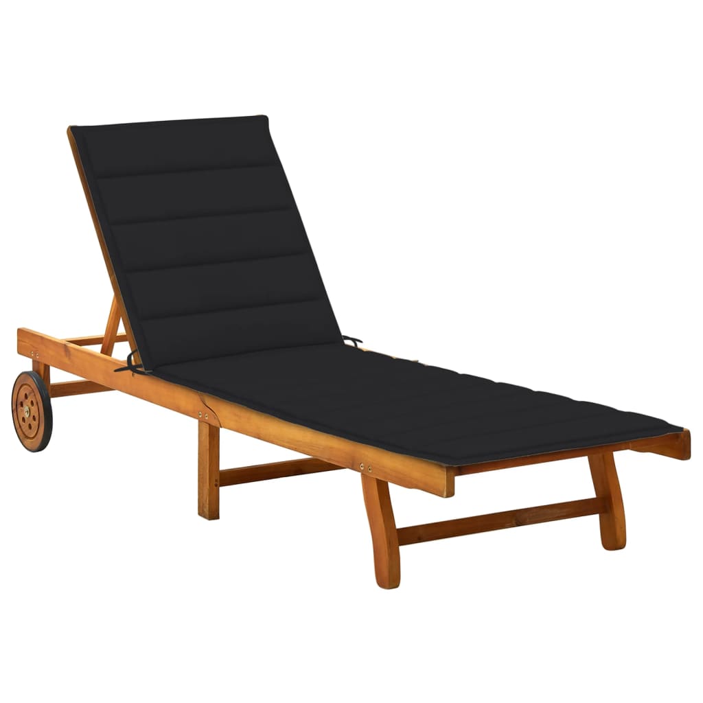 2-Person Garden Sun Lounger With Cushions Solid Acacia Wood