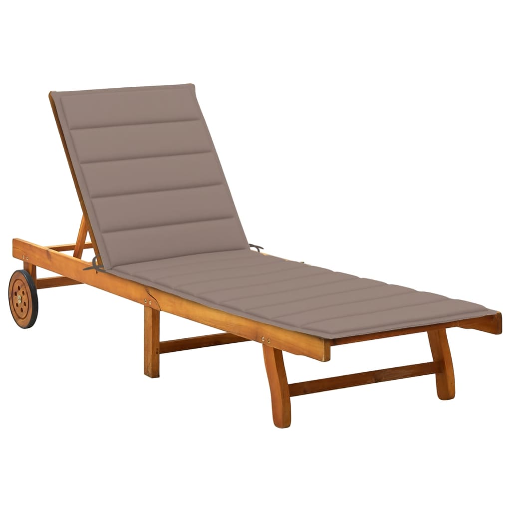 2-Person Garden Sun Lounger With Cushions Solid Acacia Wood