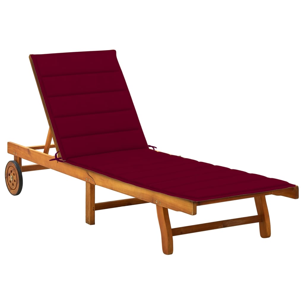 2-Person Garden Sun Lounger With Cushions Solid Acacia Wood