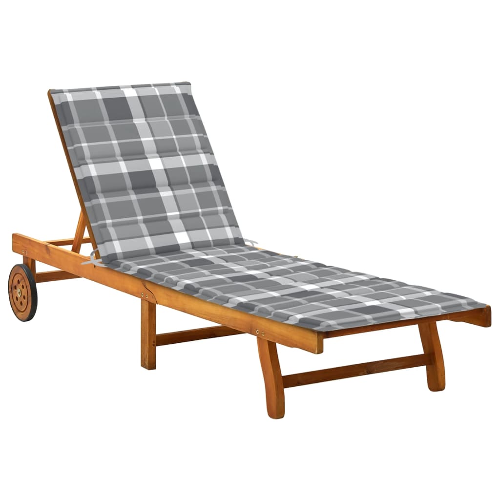2-Person Garden Sun Lounger With Cushions Solid Acacia Wood