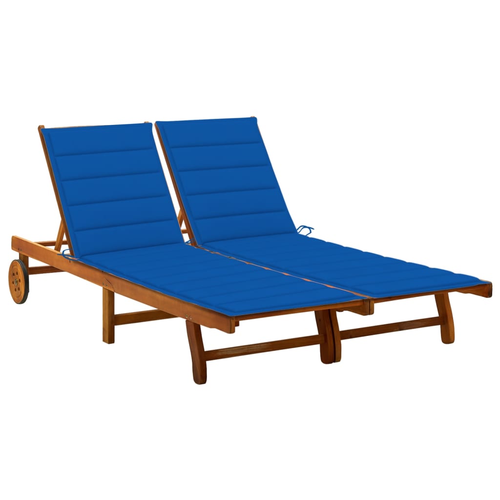 2-Person Garden Sun Lounger With Cushions Solid Acacia Wood