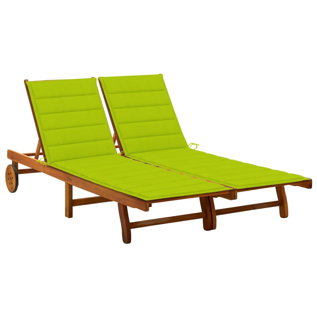 2-Person Garden Sun Lounger With Cushions Solid Acacia Wood