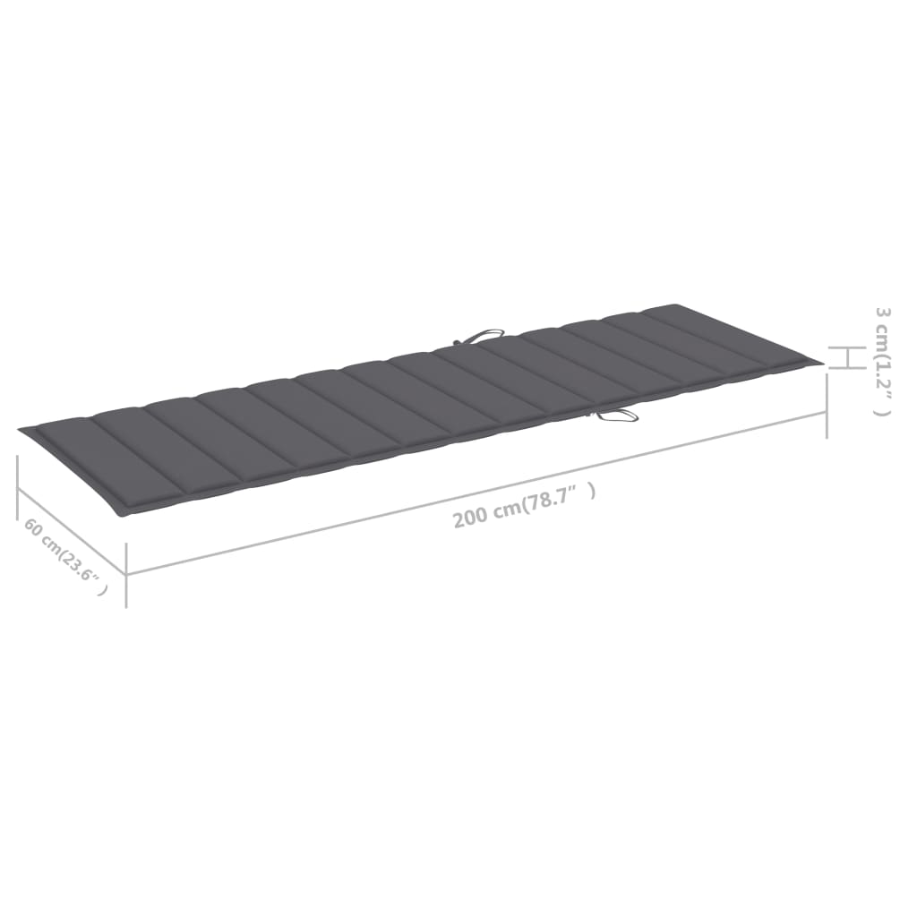 2-Person Garden Sun Lounger With Cushion Grey Solid Acacia Wood