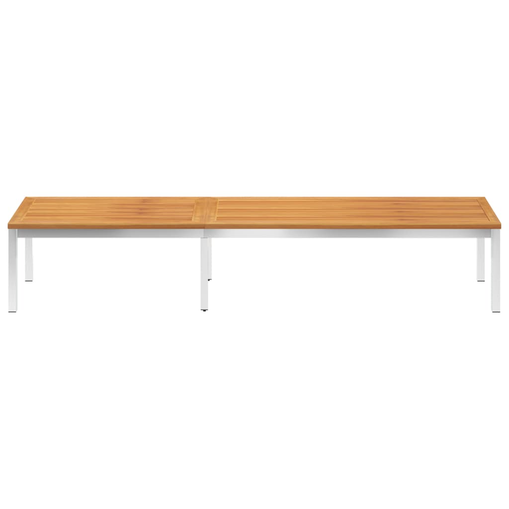 Sun Lounger With Cushion Solid Acacia Wood And Stainless Steel