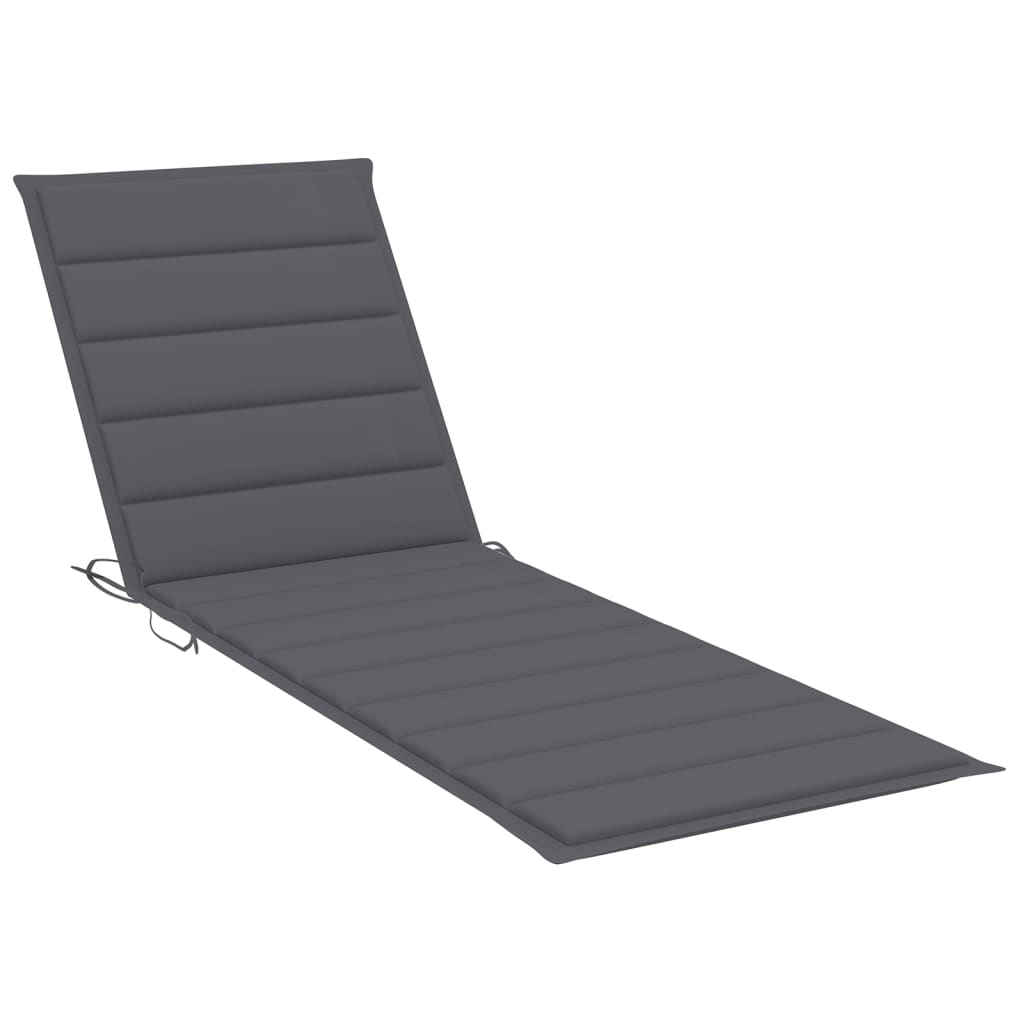 Sun Lounger With Cushion Solid Acacia Wood And Stainless Steel