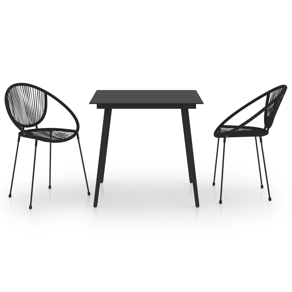 3 Piece Outdoor Dining Set Pvc Rattan Black