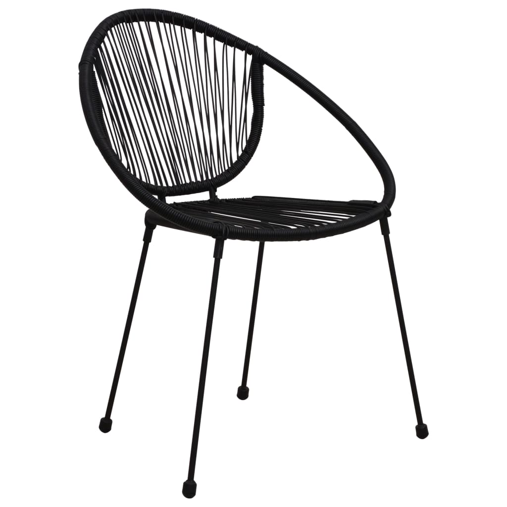 3 Piece Outdoor Dining Set Pvc Rattan Black