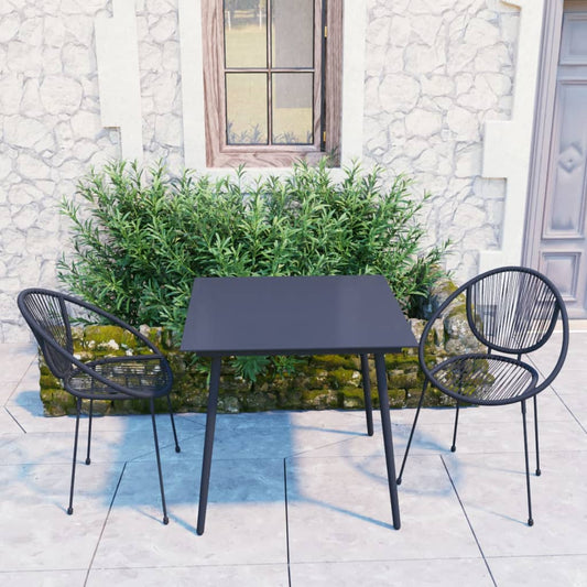 3 Piece Outdoor Dining Set Pvc Rattan Black