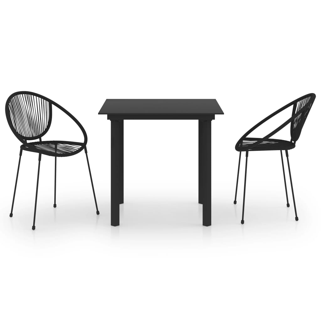 3 Piece Outdoor Dining Set Pvc Rattan Black