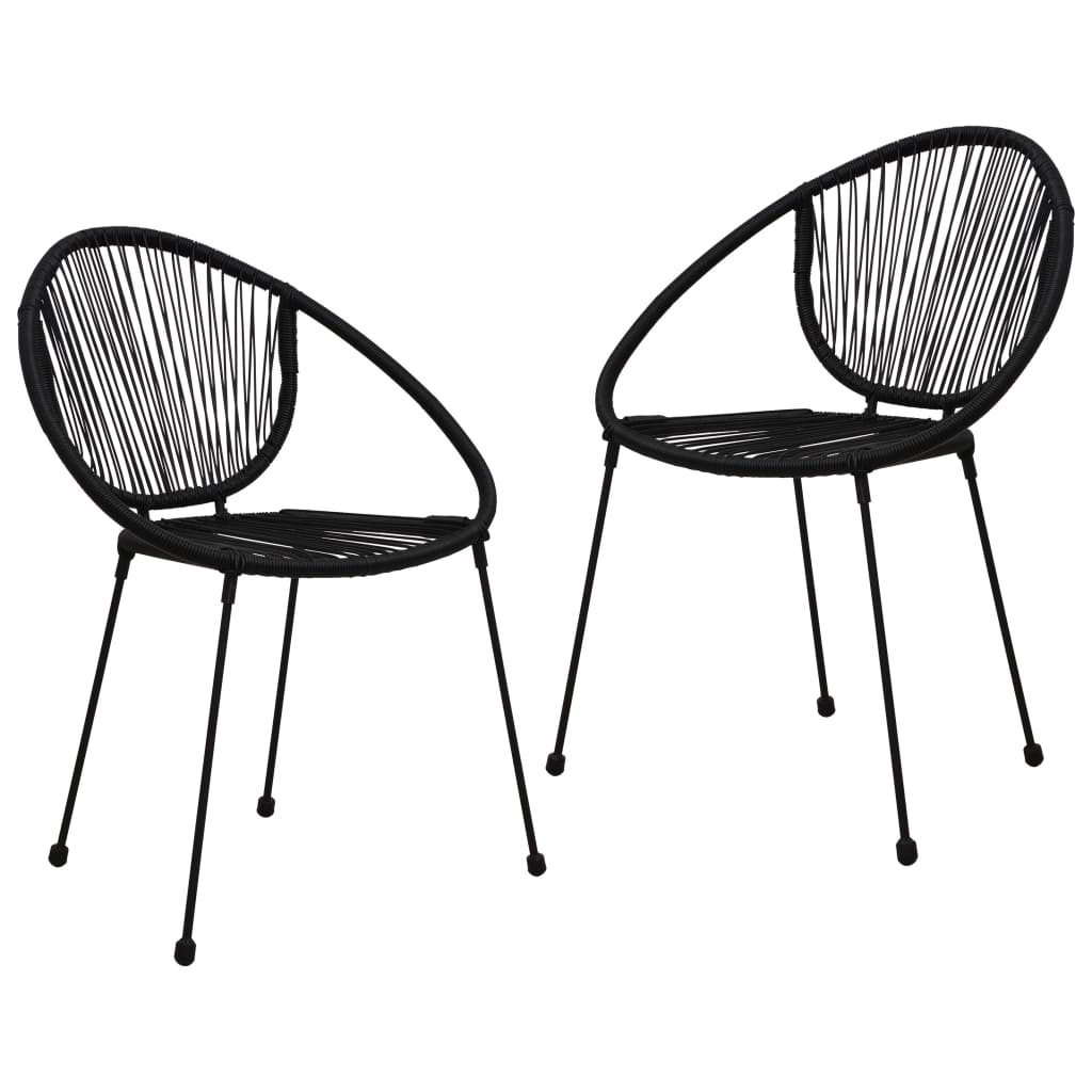 3 Piece Outdoor Dining Set Pvc Rattan Black