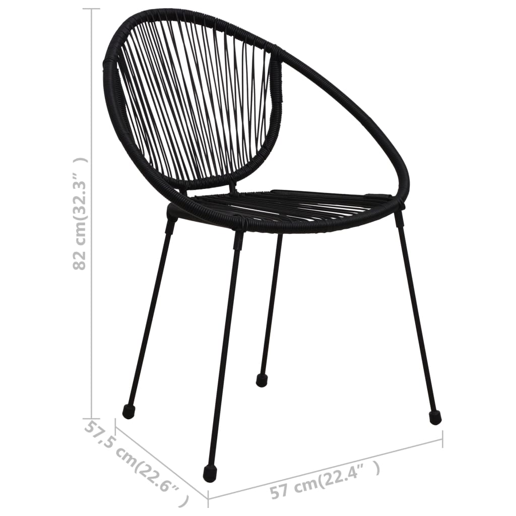 3 Piece Outdoor Dining Set Pvc Rattan Black