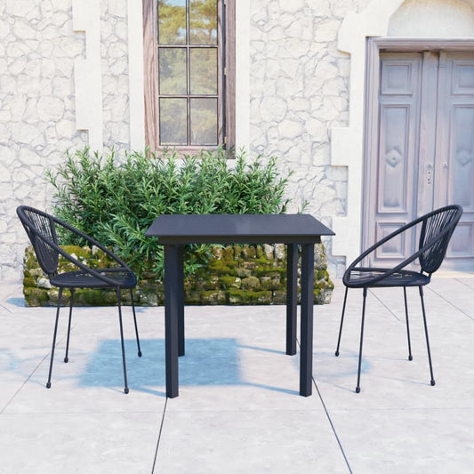 3 Piece Outdoor Dining Set Pvc Rattan Black