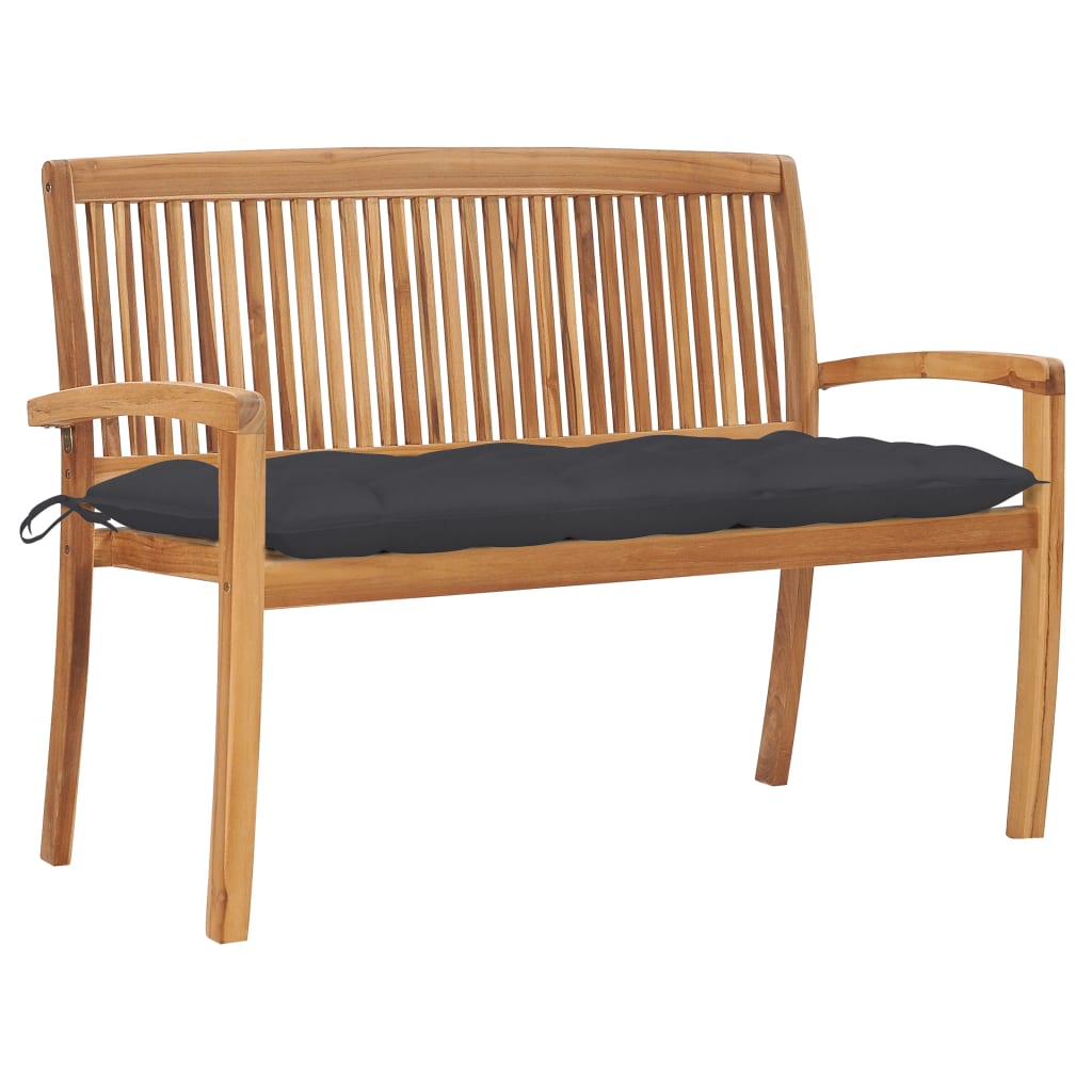 Stacking Garden Bench With Cushion 159 Cm Solid Teak Wood