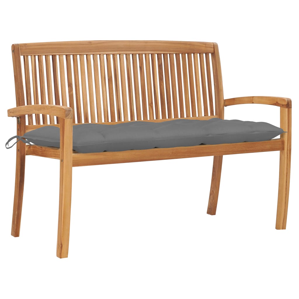 Stacking Garden Bench With Cushion 159 Cm Solid Teak Wood