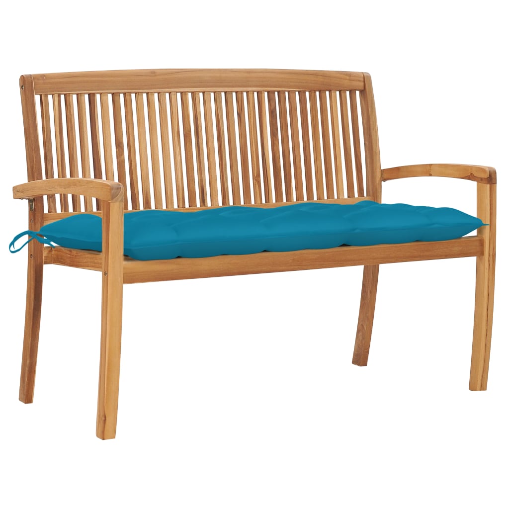Stacking Garden Bench With Cushion 159 Cm Solid Teak Wood