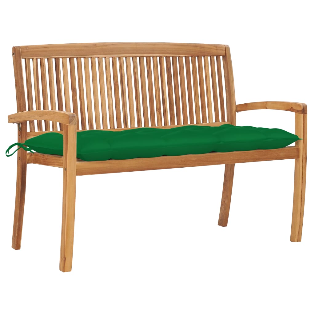 Stacking Garden Bench With Cushion 159 Cm Solid Teak Wood