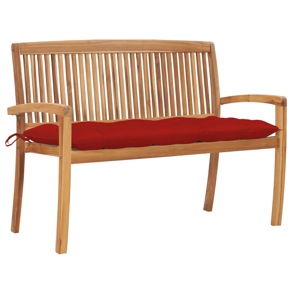 Stacking Garden Bench With Cushion 159 Cm Solid Teak Wood