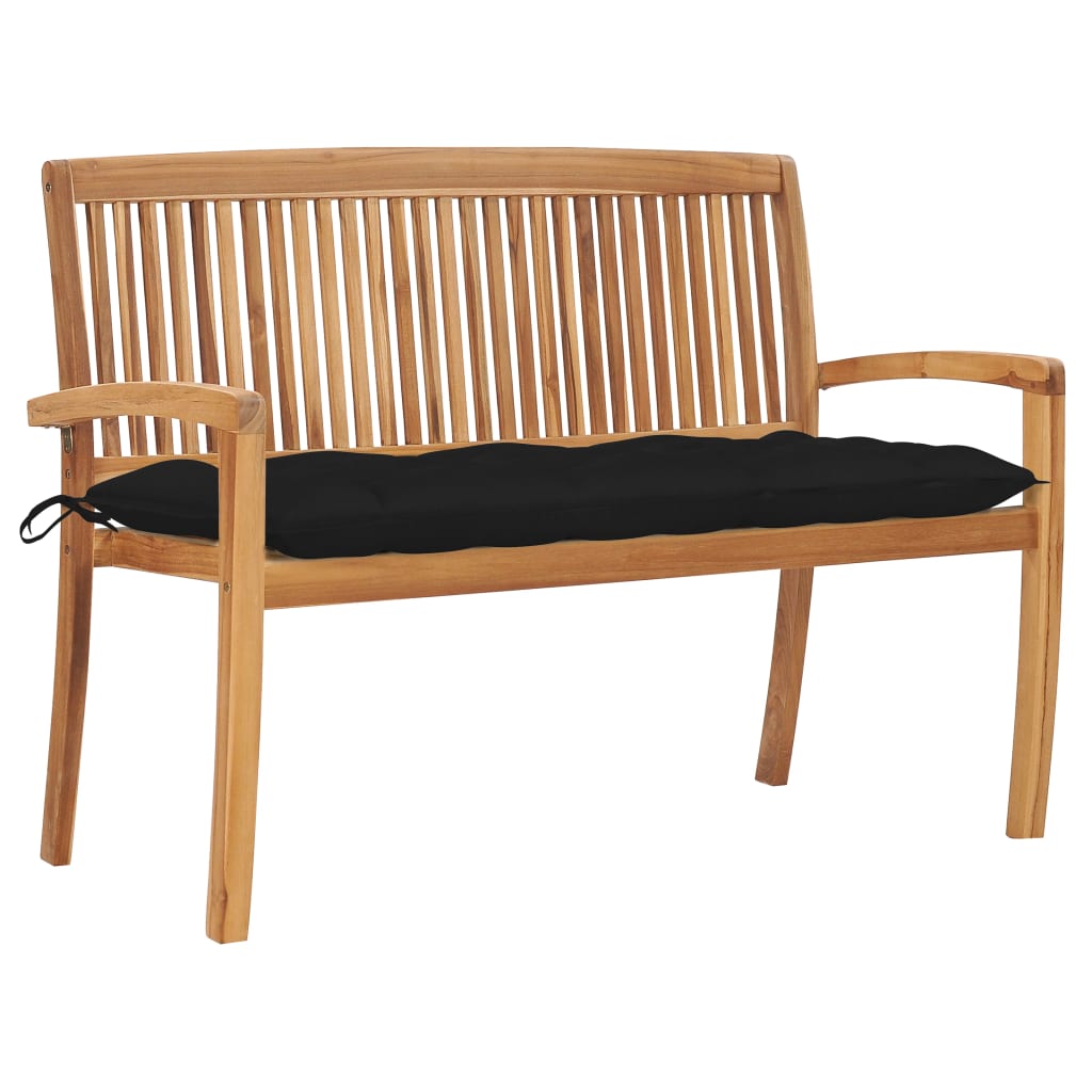 Stacking Garden Bench With Cushion 159 Cm Solid Teak Wood