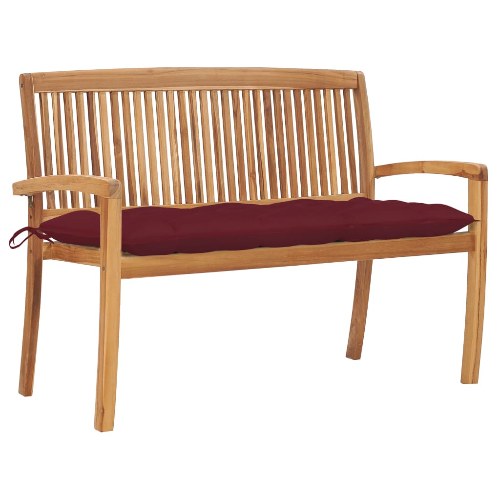 Stacking Garden Bench With Cushion 159 Cm Solid Teak Wood
