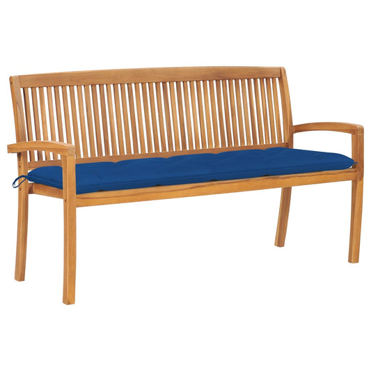 Stacking Garden Bench With Cushion 159 Cm Solid Teak Wood