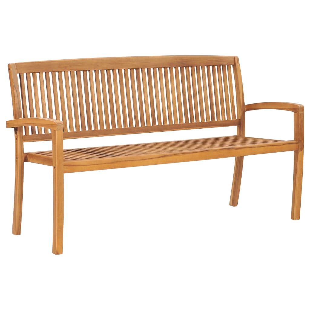 Stacking Garden Bench With Cushion 159 Cm Solid Teak Wood