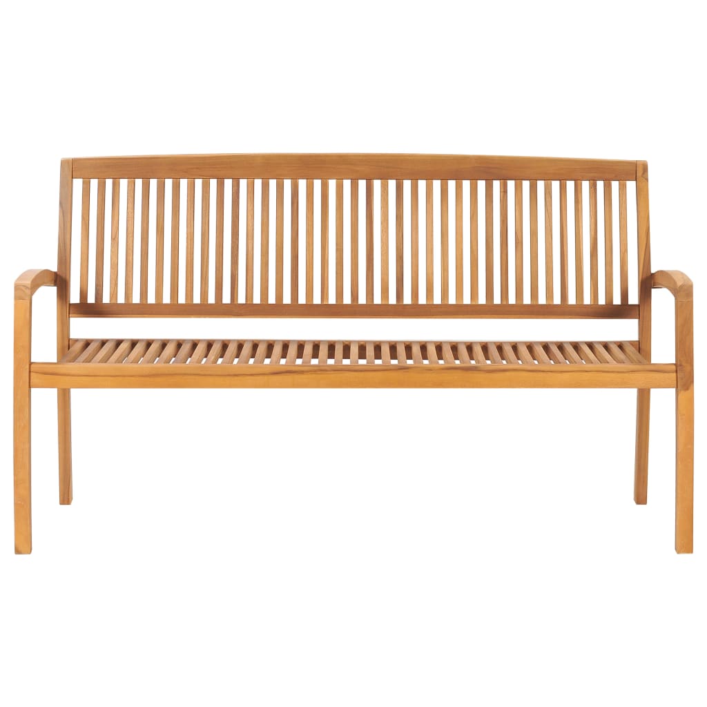 Stacking Garden Bench With Cushion 159 Cm Solid Teak Wood