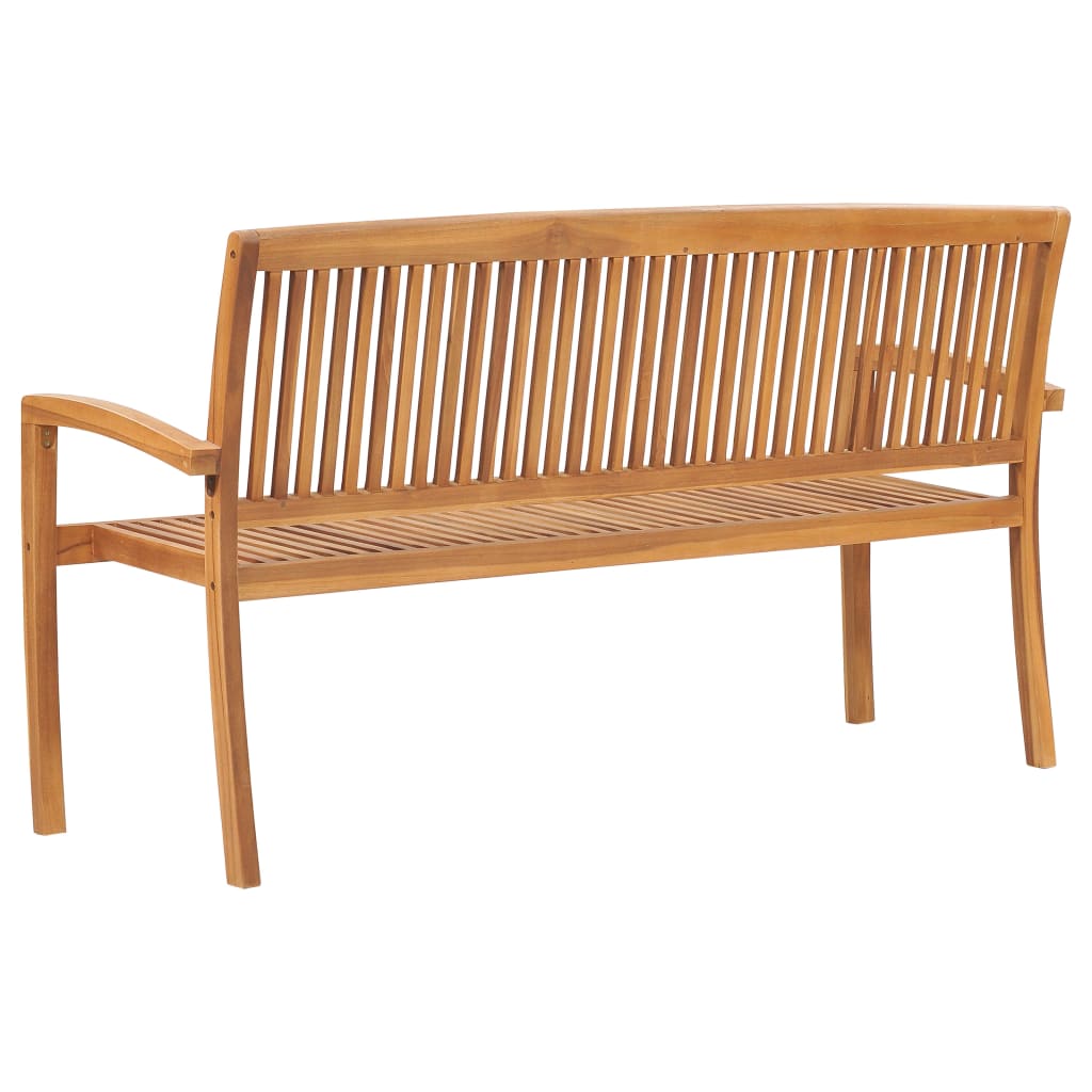 Stacking Garden Bench With Cushion 159 Cm Solid Teak Wood