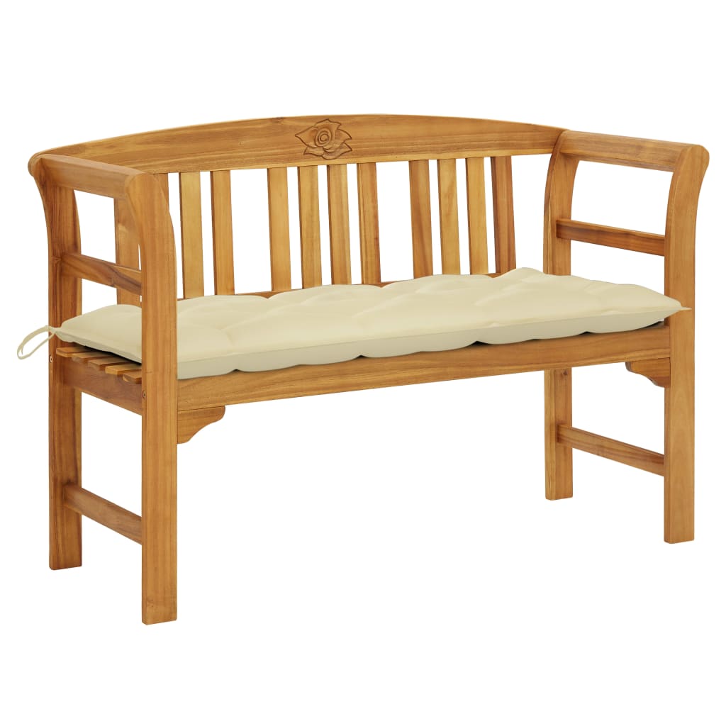 Garden Bench With Cushion Solid Acacia Wood