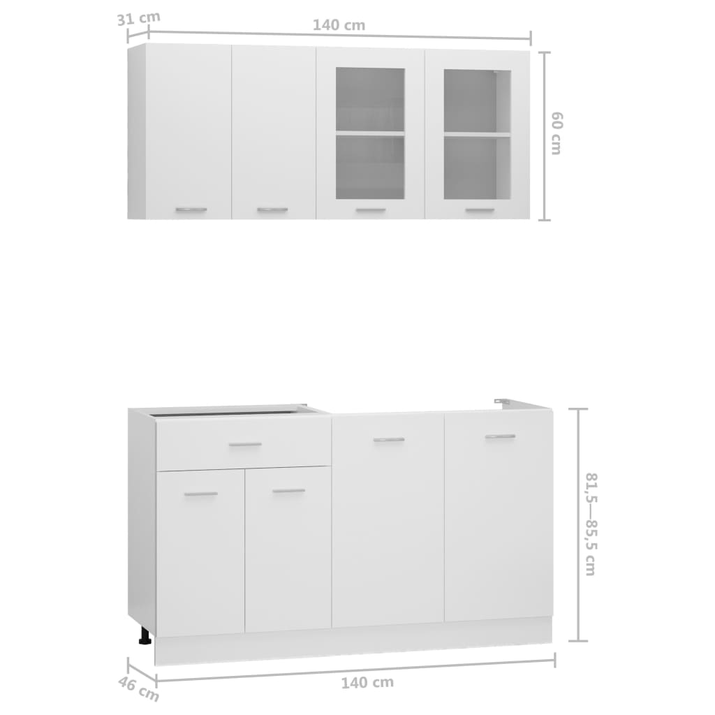 4 Piece Kitchen Cabinet Set Lyon Engineered Wood