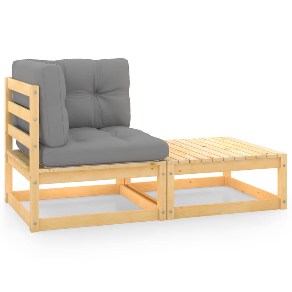3 Piece Garden Lounge Set With Cushions Solid Pinewood