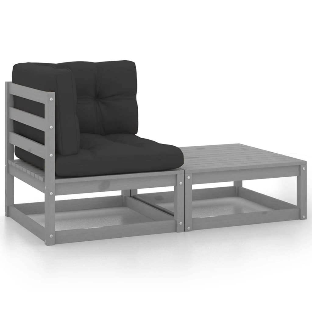 3 Piece Garden Lounge Set With Cushions Solid Pinewood
