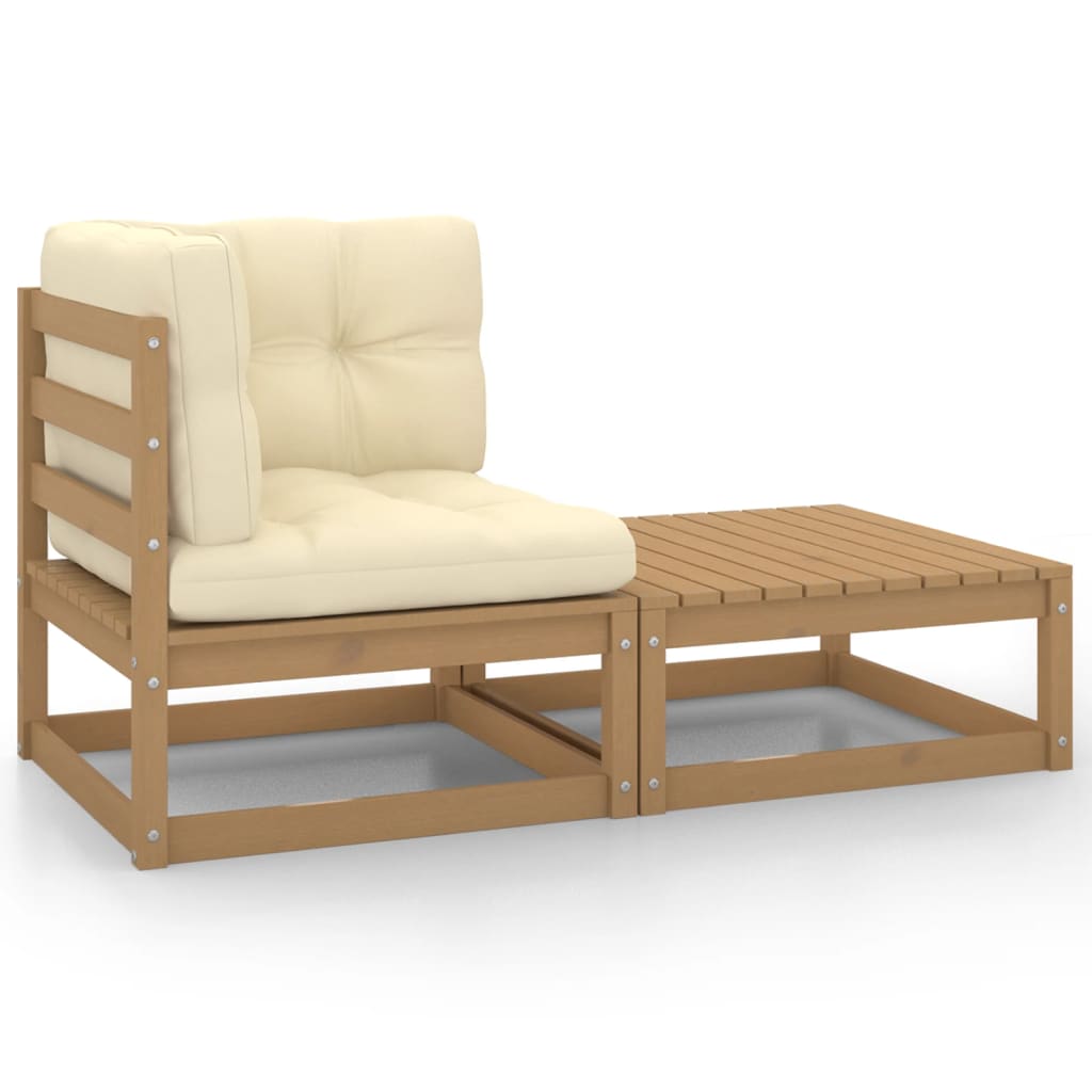 3 Piece Garden Lounge Set With Cushions Solid Pinewood
