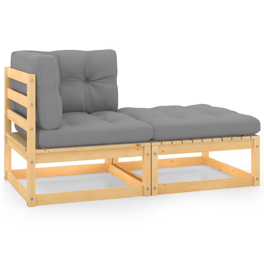 3 Piece Garden Lounge Set With Cushions Solid Pinewood