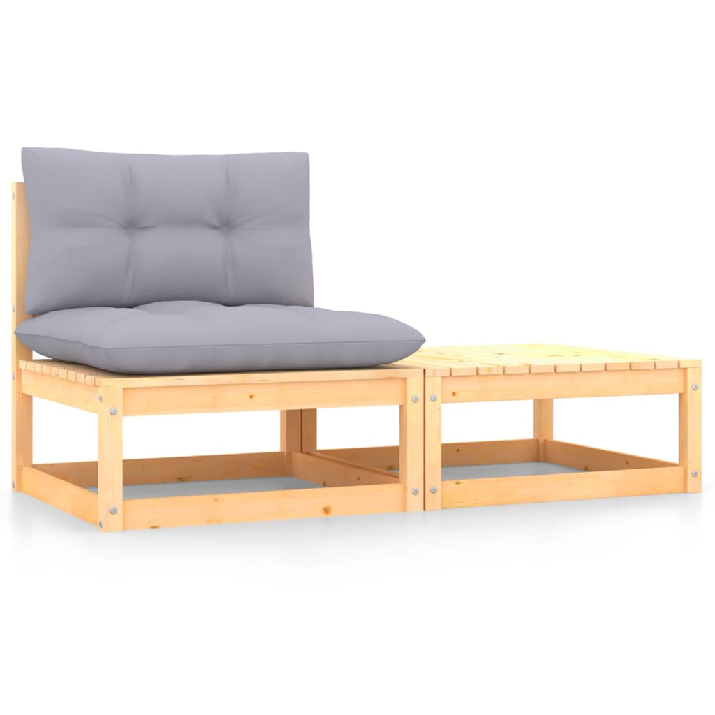 3 Piece Garden Lounge Set With Cushions Solid Pinewood